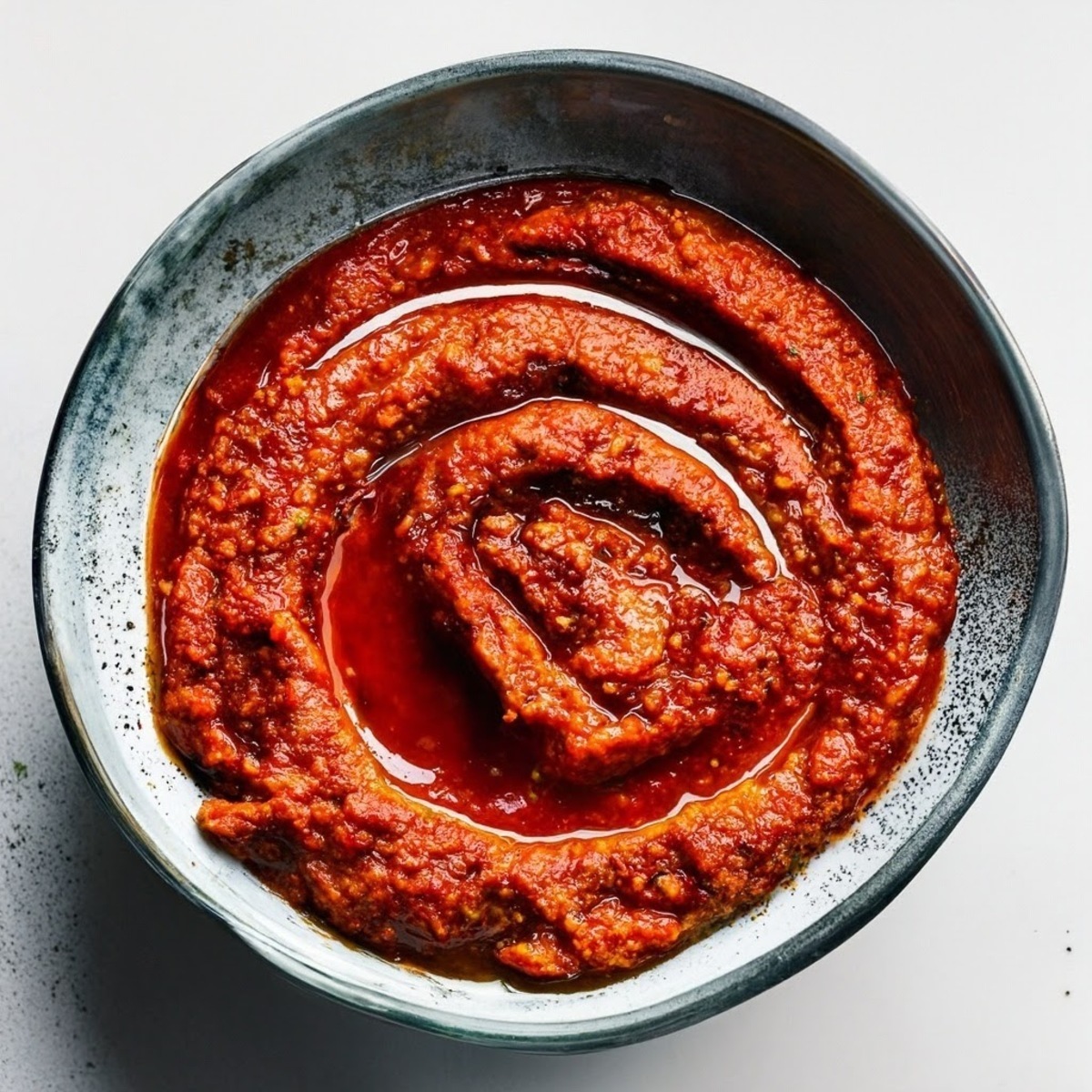Homemade Harissa Paste on a chef's table.