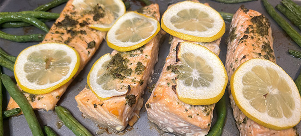 Sheet Pan Herb Crusted Salmon & Green Beans