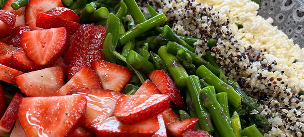 Strawberry, Arugula and Quinoa Salad with Asparagus & Feta