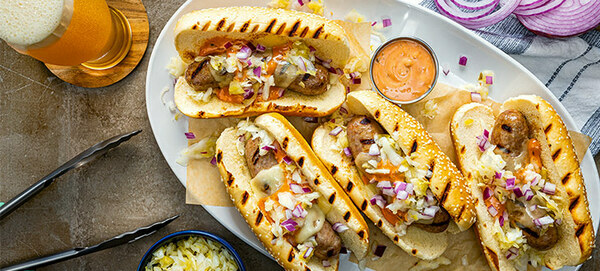 Grilled Reuben Brats